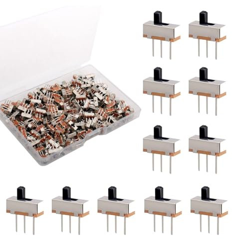 100 Stück Mini Schiebeschalter PCB Panel DIY 3 Pin 2 Position Vertikaler Schiebeschalter SPDT Löten (3mm)
