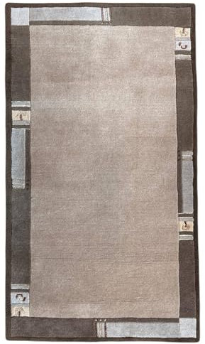 Rug Studios Teppich Indo Nepal | Handgeknüpft | Farbe: Braun; Größe: 90 x 160 cm | strapazierfähig und leicht zu reinigen | Wohnzimmer | Schlafzimmer