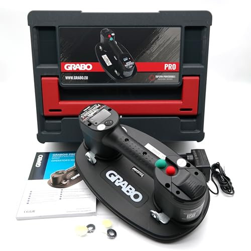 GRABO PRO- Digitaler Tragbarer Akku-Vakuum-Saugheber | mit Auto-Nachsauge-Funktion | Im Tanos Systainer Transportkoffer | Modell 2025 | Maximale Hebekapazität 120 kg | Ergonomisches Design |