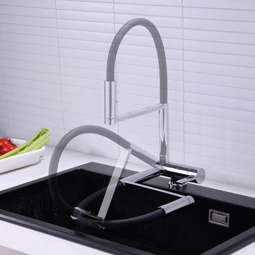 Miscelatore Cucina con Doccetta Cromato Rubinetto Lavello Cucina Pieghevole Sottofinestra Miscelatore Monocomando Lavello