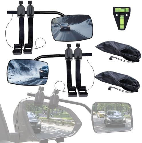 Mucola Wohnwagen Spiegel inkl. Wasserwaage 2x Caravan Spiegel 12x19 cm universal Zusatzspiegel Außenspiegel Spiegelverlängerung rechts & links Konvexspiegel Abschleppspiegel
