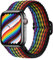 Fitoncloud Cinturino Intrecciato Compatibile con Cinturino Apple Watch 44mm 45mm 46mm 49mm 42mm Donna Uomo, Regolabile Elastica Cinturini per iWatch Series SE 10 9 8 7 6 5 4 3 2 1, Arcobaleno Nero