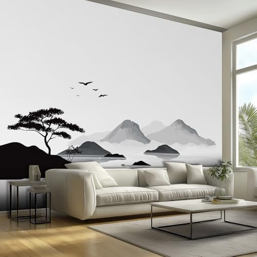 NOGAWA Papier Peint xxl Chinois Japonais, Papier Peint Motif Paysage Asiatique, Panoramique Décoration Murale Pour Salon, Chambre, Tapisserie Murales Intissé, Wallpaper Mural 350x256cm