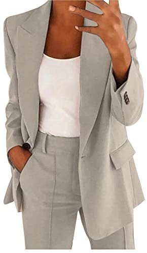 Tailleur Femme Ensemble Pantalon Chic et Elegant Slim Fit Blazer Veste Formel Bureau Travail Pantalon Costumes Manteau Ensemble Col Revers Couleur Unie Veste Manteau Pantalon 2 Pièces