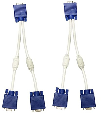 DIYEAH Cavo Vga Splitter 2 Pezzi 0,3 Metri Adattatore Video 1 Maschio a 2 Ingresso per Duplicazione Schermo Monitor Materiale Abs e Rame Cavo Rinforzato Resistente