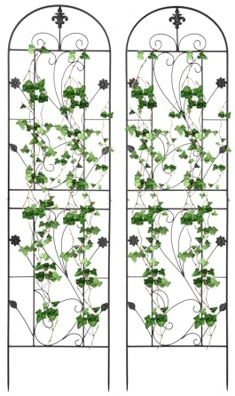 2er-Pack Rankgitter, Garten Spalier Rankhilfe für Kletterpflanzen, Gartenzaun zum Stecken, Geeignet zur Unterstützung von Kletterpflanzen im Freien wie Gemüse, Blumen (Schwarz, B)