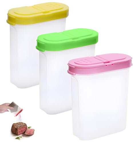 3 Stück Gewürzbehälter mit Doppeldeckel 250ml Gewürzboxen Aufbewahrung | Zwei Öffnungen Schüttdosen BPA-frei Luftdicht Feuchtigkeitsbeständig für Küche Gewürze, Salz, Zucker, Pfeffer Verwendet