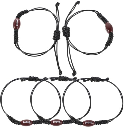 Alasum 5 Stück-pack Verstellbare Sportarmbänder mit Fussball Party Deko Motiv Multifunktional aus Polyester Kreative Rugby Inspirierte Armbänder für Damen und Fans