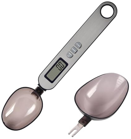 Digital Löffelwaage, 500 g/0,1 g Küchenwaage, 2 Größen Löffelköpfen, Multifunktionale Gewürzwaage Messlöffel mit LCD-Display für Gewürze Milchpulver Eiweisspulver ecc