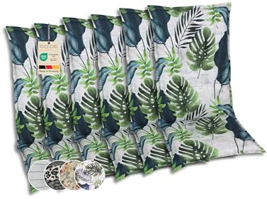 GO-DE Textil Bequeme und attraktive Polsterauflagen für Mittellehner-Gartenstühle (6er-Set, Palmblatt grün, Mittellehner)