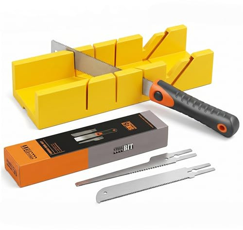 Magicbox Gehrungslade mit Japansäge Set, 4-in-1 Gehrungssäge & Handsäge für Winkelschnitte (45/90/135), SK5-Stahl Sägeblätter, TPR-Griff | für Holz/PVC, Heimwerker, Gehrungslade Set