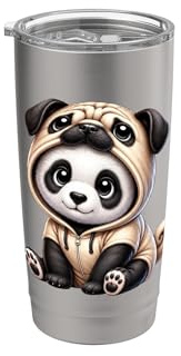 Comic Panda Mops Kostüm Cartoon Design Doppelwandiger Edelstahl-Thermobecher