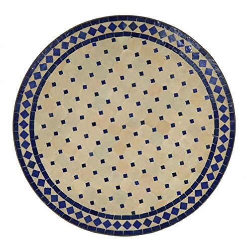 Casa Moro Gartentisch Rund 80 cm – Mosaiktisch Terrassentisch Balkontisch Fliesentisch | Tisch Esstisch Marokko