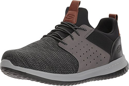 Skechers Delson Camben, Zapatillas para Hombre, Black Gray Mesh W Synthetic, 46 EU