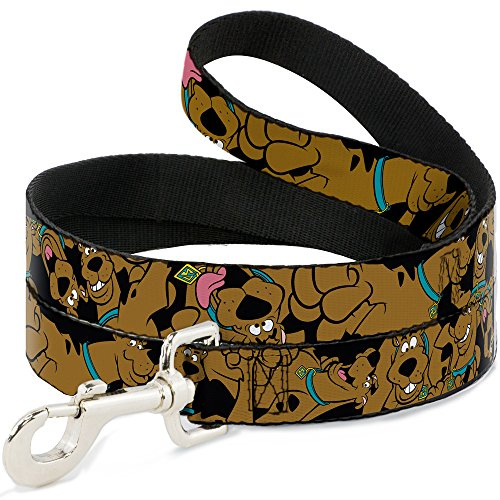Buckle-Down Dog Leash Scooby Doo Stacked Close Up Black Available In Different Lengths And Widths For Small Medium Large Dogs and Cats, 6 Feet Long - 1/2 Wide