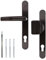 Premium Drückergarnitur DHS 92mm - Schildbreite 32mm, Farbe:Braun RAL 8019, Griffart:Griff-Knauf