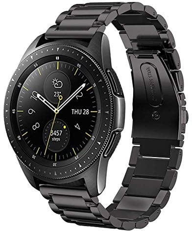 SUNDAREE Kompatibel mit Armband Samsung Galaxy Watch 42MM SM-R810/S2 Classic/Garmin Venu Vívomove Trend/AMAZFIT GTS 4 MINI/Huawei Watch GT 3,20MM Schwarz Ersatz Metallarmband Edelstahl Uhrenarmband