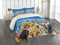 ABAKUHAUS Fisch Tagesdecke Set, Ozean Korallen Goldfish, Set mit Kissenbezügen Waschbar, für Doppelbetten 264 x 220 cm, Türkis