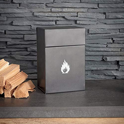 CKB LTD Aufbewahrungsbox für Kaminanzünder, für Holzofen oder Kaminsims, mit Klappdeckel und aus pulverbeschichtetem Stahl