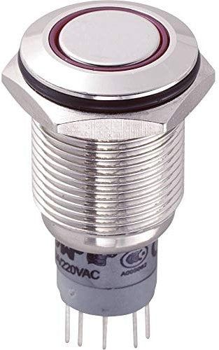 TRU COMPONENTS 701859 LAS2GQF-22ZE/R/12V/N/P Vandalismusgeschützter Druckschalter 250 V/AC 3 A 2 x Ein/Ein rastend Rot