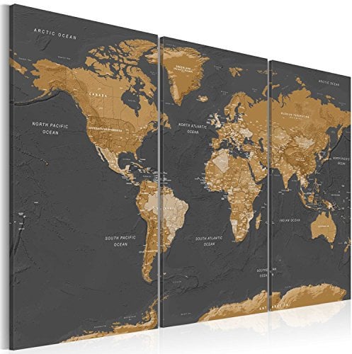 murando - Canvas Wall Art World map 90x60 cm - 1 piece Large Canvas Prints XXL - Art Deco Pictures for Bedroom Walls- Home Decor Wall Pictures for Living Room - Continents k-A-0490-b-a