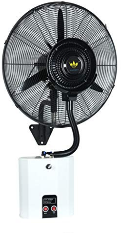 Ventiladores Ventilador de nebulización exterior oscilante montado en la pared - Ventilador de ventilador industrial de refrigeración por pulverización grande 3 ajustes de velocidad Fuerte Blanco sile
