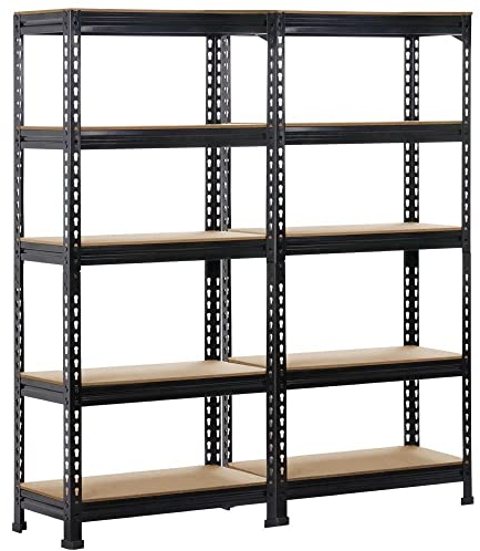 Yaheetech Estantería de Almacenaje Estantería Metálica Garaje Cocina Soporte 150 x 140 x 30 cm Negro