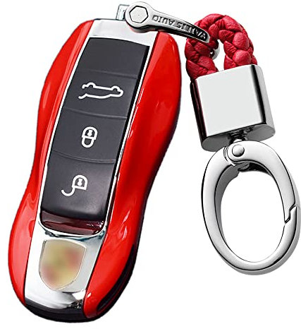 ontto Coque de protection pour clé de voiture avec porte-clés pour Porsche Macan Panamera 918 911 981 991 Boxster Cayenne Cayman ABS