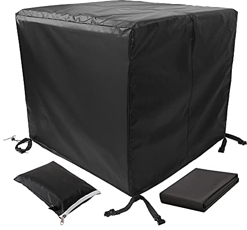 MEEYI Wasserdichtes Gartentisch Abdeckung 130x130x90cm Schutzhülle für Gartentisch Gartenmöbel Bezüge 420D Oxford mit Zugkordel Aufbewahrungstasche