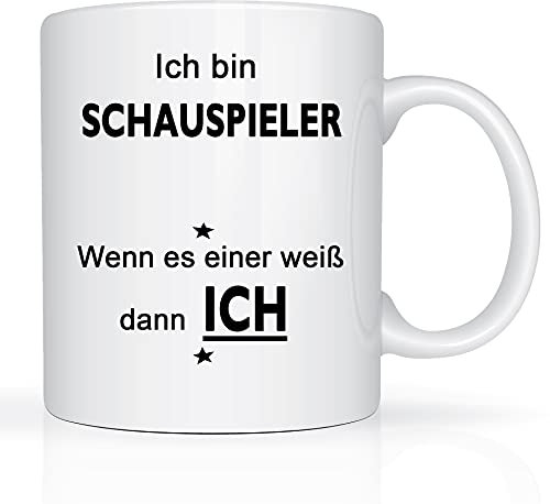 Print-Klex Berufstasse mit Schauspieler Motiv Bedruckt Schauspieler Tasse für Beruf Geschenk Kaffeebecher Geschenktasse Teetasse Arbeitstasse Arbeitsbecher mit Druck 330ml Beruf Tasse