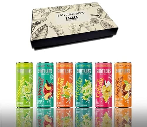 Cocktail Shatlers 6er Tasting Box - 6x Shatlers je 250ml (10,1% Vol) Ready to Drink Geschenk Set mit Caipirinha Havanna Special Mai Tai Mojito Pina Colada Long Island Iced Tea inkl. Pfand EINWEG- [Ent
