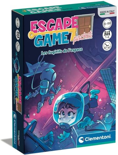 Clementoni | Escape Game Pocket – Les Fugitifs de l’Espace pour Enfants 8 Ans+ | Jeu de Société & Cartes | 1‑6 Joueurs | 30‑60 Min | Logique, Mathématiques, Observation | Activité Ludique Coopérative