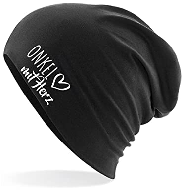 Huuraa Beanie Onkel mit Herz Geschenk Black Onkel Präsent
