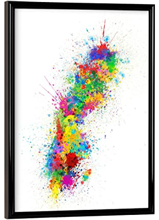artboxONE Poster mit schwarzem Rahmen 18x13 cm Reise Sweden Paint Splashes Map - Bild Sweden map Sverige Abstract map
