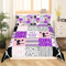 Cheerleading Bettwäsche Set für Kinder, Mädchen, Teenager und Erwachsene - Bettbezug 135 x 200 cm - Geometrisch Kariertes Design mit Sternenhimmel - Lila Pink