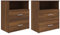 vidaXL 2X Nachttisch 1 Fach 2 Schubladen Nachtschrank Nachtkonsole Nachtkommode Schlafzimmer Schrank Kommode Braun Eichen-Optik 50x32x60cm Holzwerkstoff
