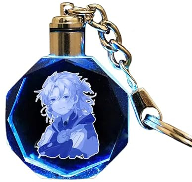 Quniao Anime Spiel Genshin Impact Schlüsselanhänger Spielfigur Albedo Kristallglas Schlüsselanhänger Geschenk Genshin Anime Anhänger Dekoration (A-11)