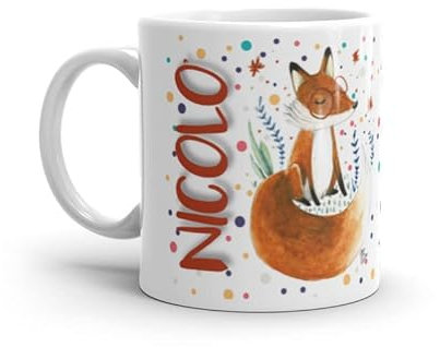 Paolo Chiari Tazza in Ceramica Personalizzata con Nome Maschile, Made in Italy, Multicolore (Bianco, 300 ml, Nicolò)