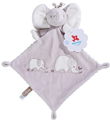 NICOTOY 6305790061 - Fiffan Elefant Schmusetuch Doudou, 21 cm, grau, ab den ersten Lebensmonaten
