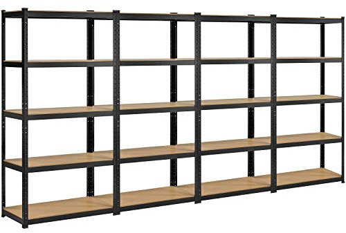 Yaheetech 4X Lagerregal mit 5 Fächer - für Keller, Werkstatt, Abstellraum, Garage - Schwerlastregal Kellerregal Steckregal Werkstattregal 265 kg Last je Regalboden