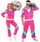W WIDMANN MILANO Party Fashion - costume tuta, rosa, completo anni '80, tuta da jogging, costume cattivo gusto, costumi in maschera