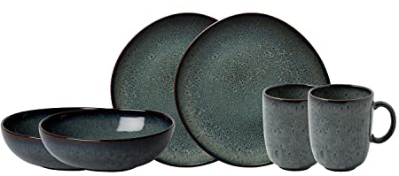 like. by Villeroy &Boch - Lave Geschirr Set aus Steingut, 6tlg., Pottery Look, Frühstückservice für 2 Personen