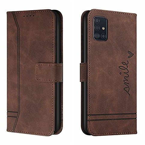 Trugox Handyhülle für Samsung Galaxy A71 / SM-A715 Hülle Klappbar Klapphülle mit Kartenfach Handytasche Handy Schutzhülle Tasche Leder Wallet Flip Case Slim Book Cover - Braun