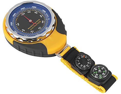Nimomo Altimetro Barometro, 4 in 1 Portatile Barometro Altimetro Con Bussola E Termometro Senza Batteria, Outdoor Bussola Di Sopravvivenza Orologio Altimetro Con Moschettone per Arrampicata Ciclismo