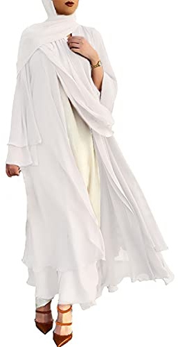 Muslimische Kleider für Damen Langarm Chiffon Robe Arabisch Dubai Kaftan Islamische Abaya für Ramadan