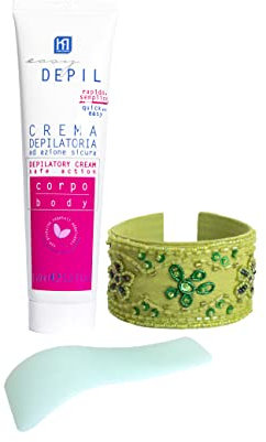Easy Depil KIT CREMA DEPILATORIA CORPO GAMBE BRACCIA 150 ml + Bracciale Arabesque. Unisex, Rapida, facile da usare, efficace, sicura. Con Proteine Vegetali Addolcenti. Profumazione gradevole.
