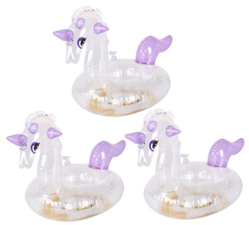 Toyvian 3piezas Posavasos Inflables Creativos Forma De Unicornio para Bebidas para Piscinas y Fiestas Soporte De Taza Reutilizable y Ligero Material Resistente