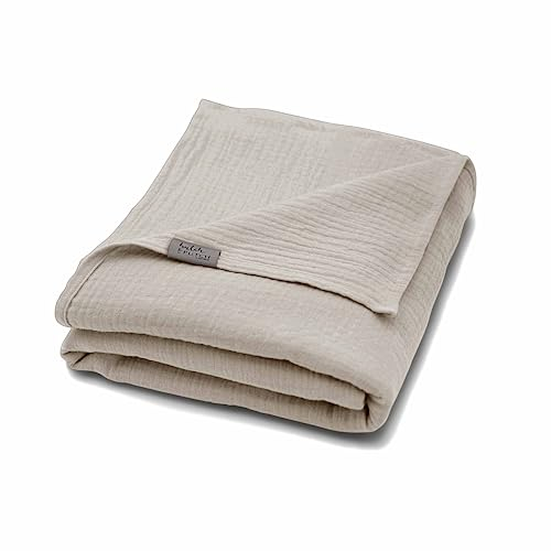 hutch&putch Premium Musselin-Sommerdecke Josephin Stein - Ultra leichte Sommerbettdecke aus 100% Bio-Baumwolle - Sommer Bettdecke - Baumwolldecke weich & atmungsaktiv