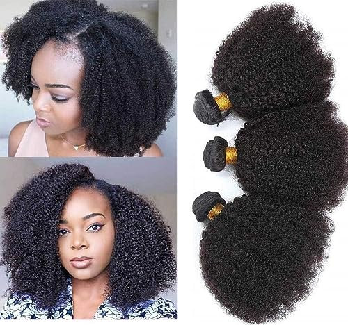 Afro kinky Curly Human Hair 3 Bundles Brasilianisches Afro-Echthaar, gewellt, 3 Bündel, gelockt, Echthaar, natürliche Farbe, 20,3 cm (8 8 8 Inch)