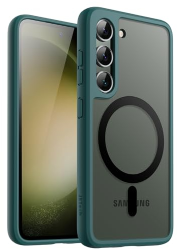 JETech Magnetisch Hülle für Samsung Galaxy S23 5G 6,1 Zoll, Kompatibel mit MagSafe, Transluzente Matt Rückseite Stoßfeste Handyhülle (Nachtgrün)